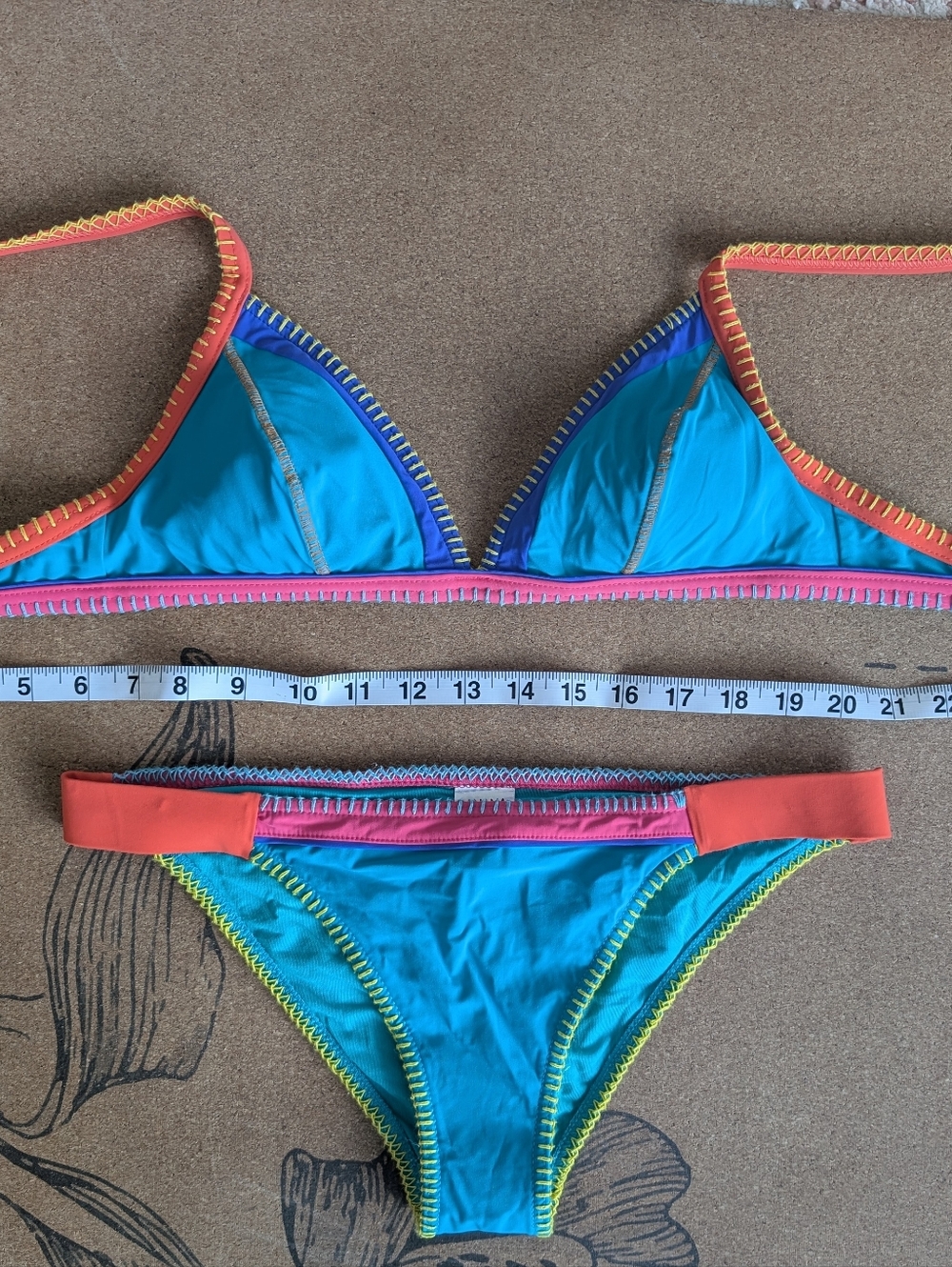 Banana Moon Neon Colorblock Blue Triangle Bikini - Picture 2 of 4